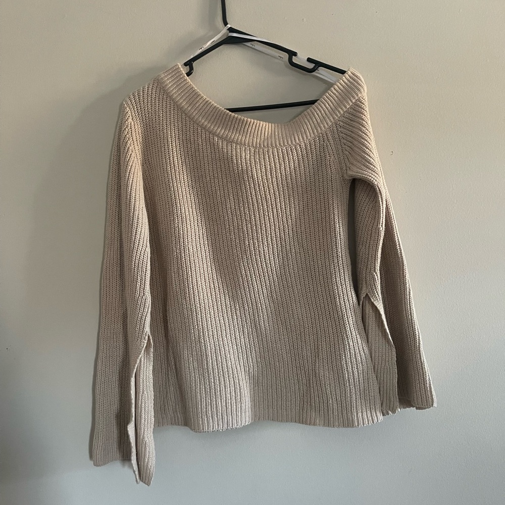 🌟Lulu’s Glad to See Ya Oatmeal Off-the-Shoulder Sweater